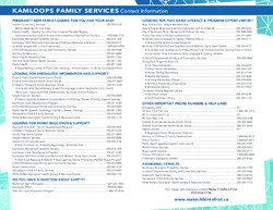 Please click on the picture so see the Kamloops Family Services Contact Information & Free or Low Cost Family Activities 